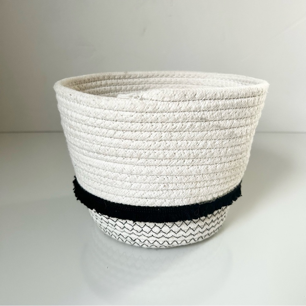 Neutral Boho Style Woven Storage Basket - Picture 2 of 5